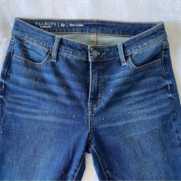 TALBOTS Women’s Jeans Flawless Slim Ankle Metal Polka Metal Dot Size 8 P - Picture 3 of 10